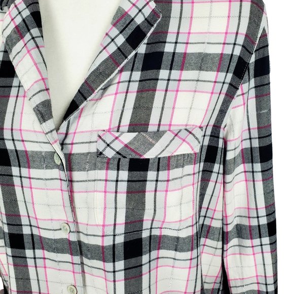 Victoria's Secret Pajama Plaid Flannel Button Down Sleep Shirt Women's XS - Picture 6 of 12